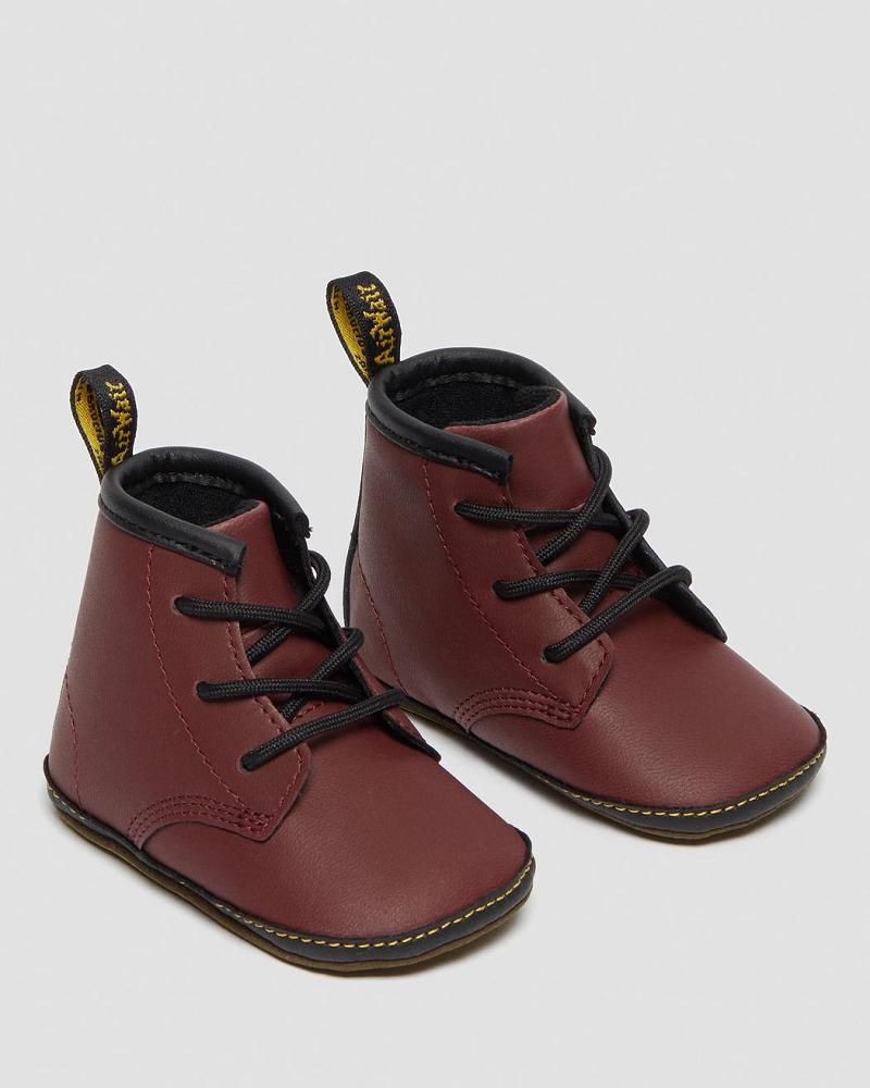 Dr Martens Newborn 1460 Auburn Læder Booties Fritidsstøvler Børn Lyserød Rød | DK 660EBC